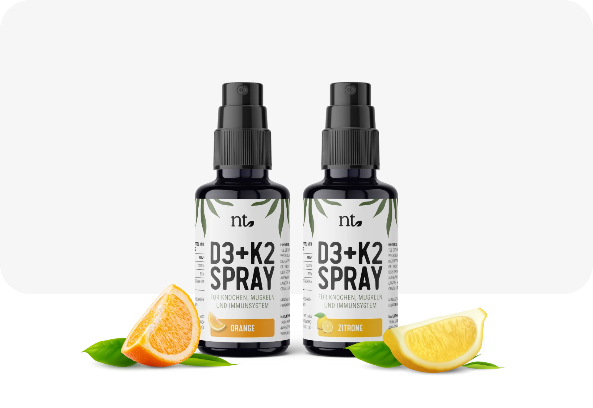 D3-K2 sprays in orange and lemon